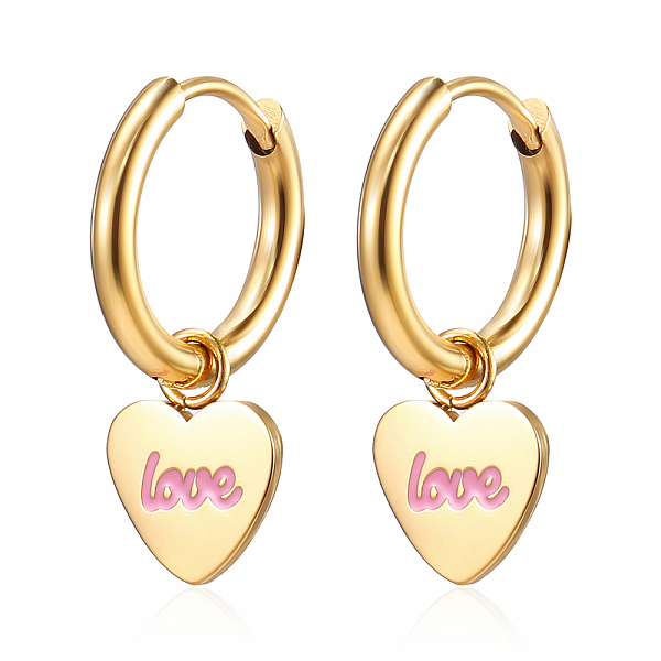 

PandaHall Stainless Steel Heart Dangle Earrings for Women Stainless Steel Heart