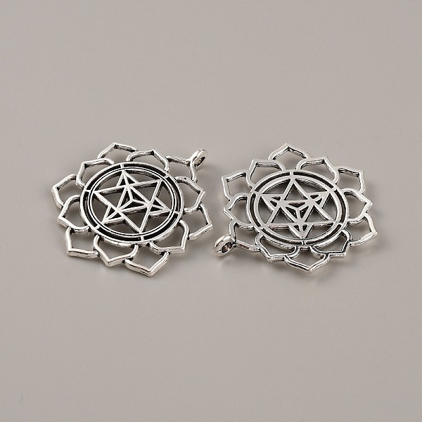 

PandaHall Tibetan Style Zinc Alloy Pendants, Flower of Life Charms, Antique Silver, 38.5x31x2.5mm, Hole: 2.5mm Alloy Flower