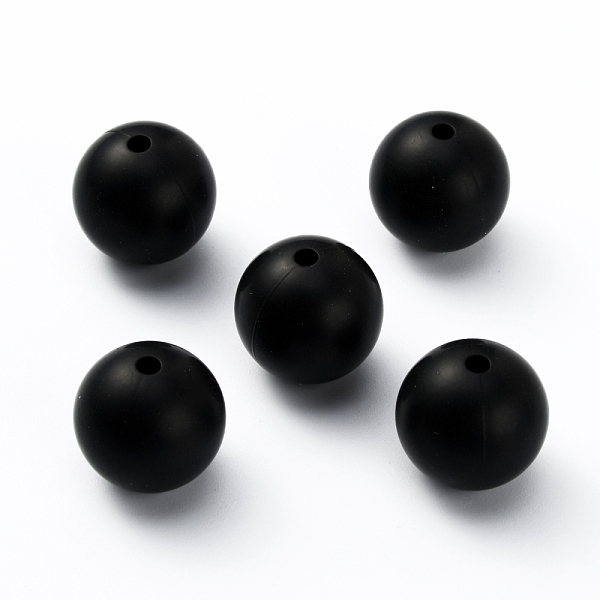 

PandaHall Silicone Beads, Round, Black, 14.5~15mm, Hole: 2.2mm Silicone Round Black