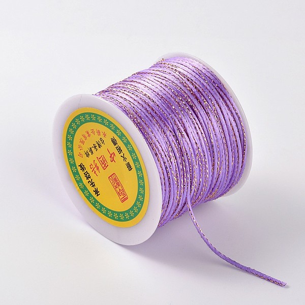 

PandaHall Gold Line Round String Polyester Cords, Medium Purple, 2mm, about 109.36 yards(100m)/roll Polyester Purple