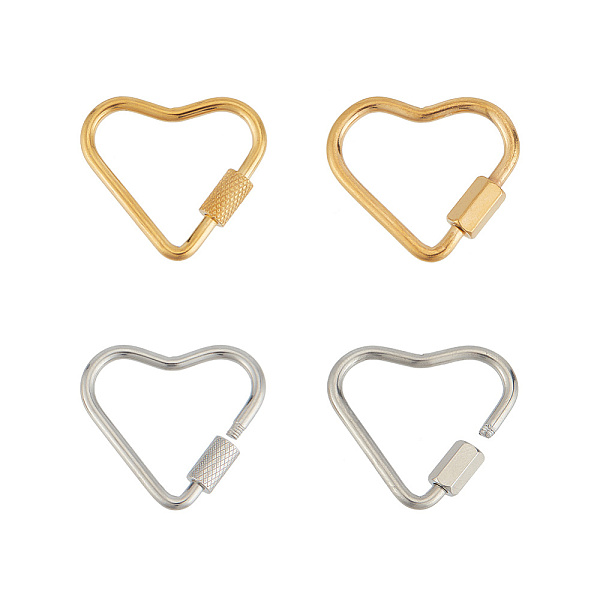 

PandaHall Unicraftale 4Pcs 4 Styles 304 Stainless Steel Screw Carabiner Lock Charms, for Necklaces Making, Heart, Mixed Color...