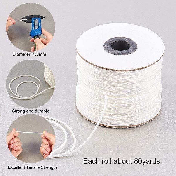 

PandaHall Nylon Thread, White, 1.8mm, about 80yards/roll, 2rolls/set Nylon White