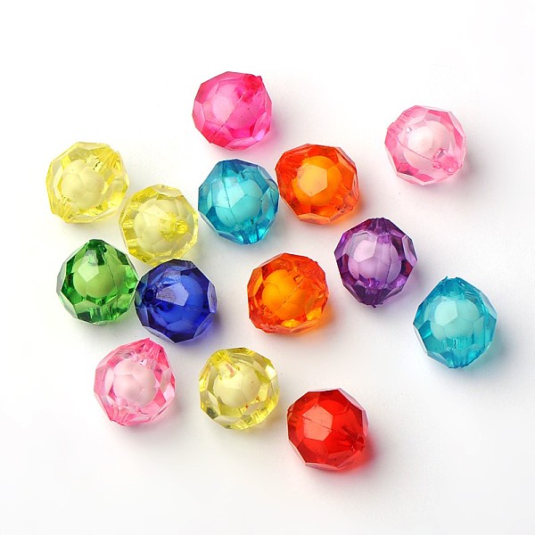 

PandaHall Transparent Acrylic Beads, Bead in Bead, Faceted, Round, Mixed Color, 15mm, Hole: 2mm, about 270pcs/500g Acrylic Round Multicolor