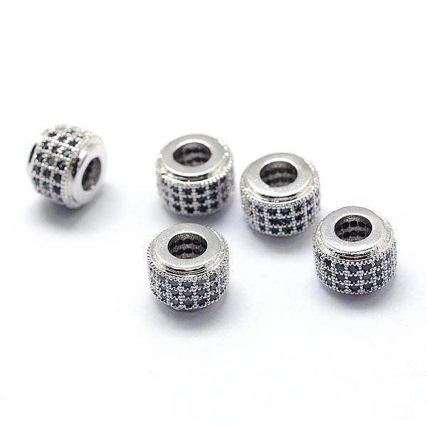 

PandaHall Rack Plating Brass Cubic Zirconia European Beads, Large Hole Beads, Long-Lasting Plated, Column, Platinum, 9x7mm, Hole: 4mm...