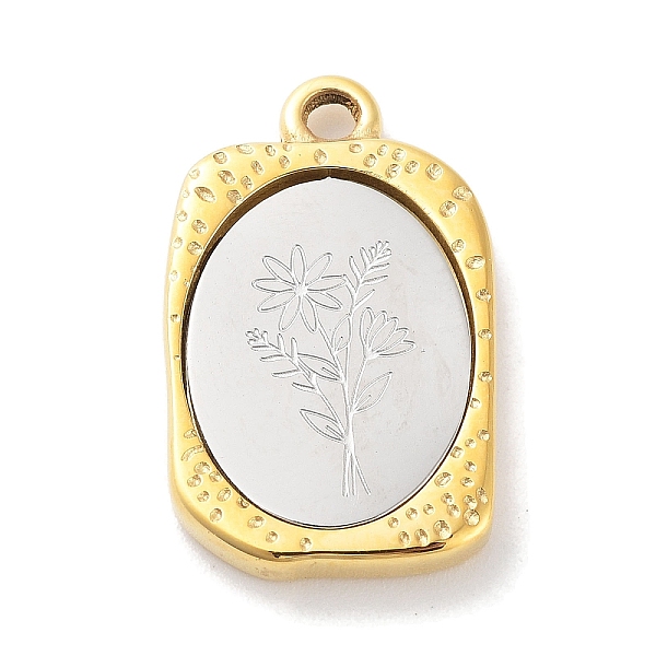 

PandaHall 304 Stainless Steel Pendants, Rectangle with Twelve Zodiac Flower Charm, Golden & Stainless Steel Color, April Daisy, 23x14.5x3mm...