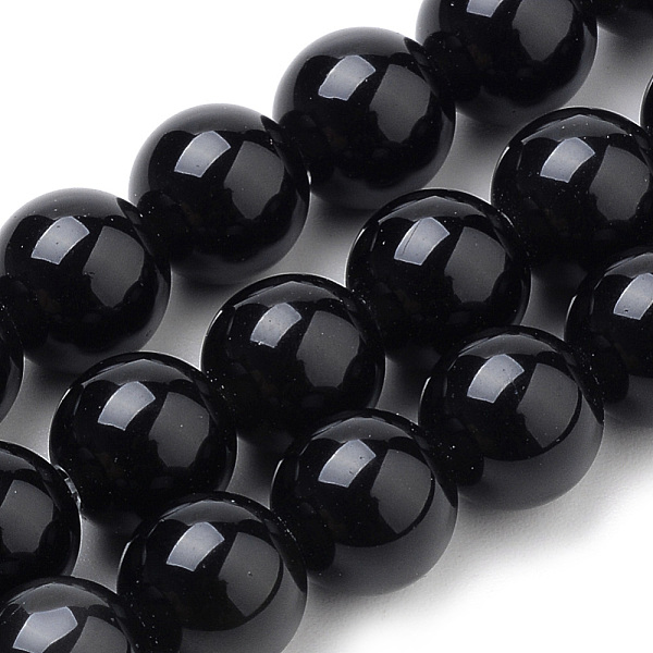 

PandaHall Natural Black Onyx Beads Strands, Dyed, Round, 10mm, Hole: 1mm, about 38pcs/strand, 15.7 inch Black Onyx Round