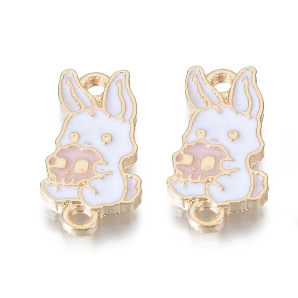 

PandaHall Alloy Enamel Links Connectors, Cadmium Free & Lead Free, White Rabbit with Skull, Light Gold, Pink, 19x9.5x1.5mm, Hole: 1.6mm...