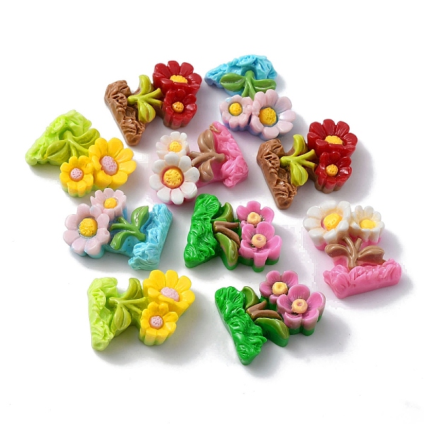 

PandaHall Opaque Resin Decoden Cabochons, Flower, Mixed Color, 24x17.5x7mm Resin Flower Multicolor
