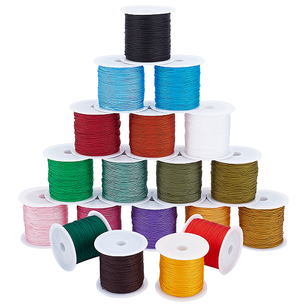 

PandaHall Polyester Cords, with Spool, Mixed Color, 0.5mm, 45m/roll, 19roll/set Polyester Multicolor