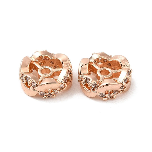 

PandaHall Rack Plating Brass Cubic Zirconia Beads, Long-Lasting Plated, Lead Free & Cadmium Free, Flower, Real Rose Gold Plated, 8x3mm, Hole..., Clear