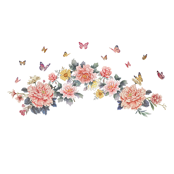 

PandaHall PVC Wall Stickers, Wall Decoration, Peony Pattern, 390x800mm PVC Flower