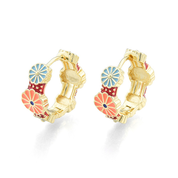 

PandaHall Colorful Enamel Flower Wrap Hoop Earrings, Brass Jewelry for Women, Nickel Free, Real 18K Gold Plated, 18.5x20x8mm, Pin: 1mm Brass...