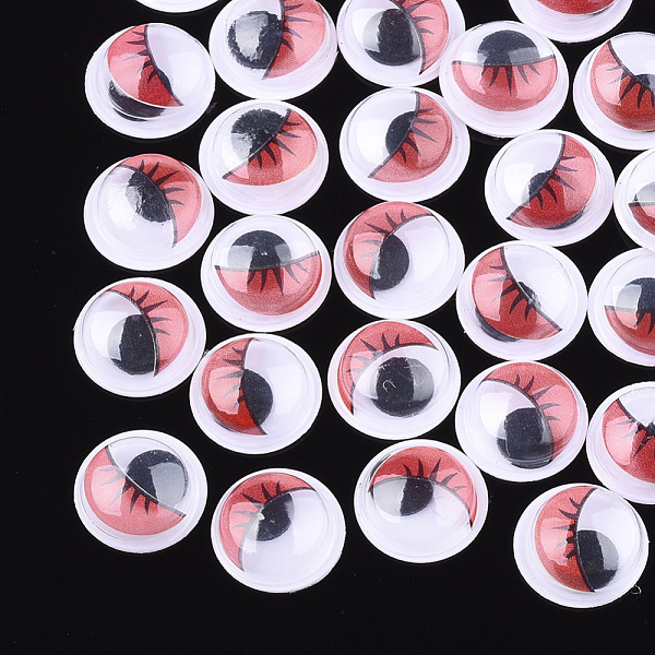 

PandaHall Colors Wiggle Googly Eyes Cabochons, With Eyelash Pattern, DIY Scrapbooking Crafts Toy Accessories, Red, 10x3mm Plastic