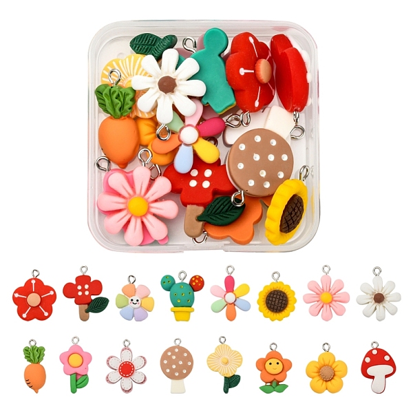 

PandaHall 16Pcs 16 Style Botany Resin Pendants, with Platinum Tone Iron Loops, Mixed Color, 24~32x12~25.5x5~8.5mm, hole: 2mm, 1pc/style..., Multicolor