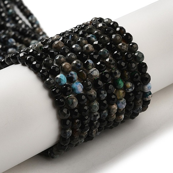 

PandaHall Faceted Natural Fire Crackle Agate Beads Strands, Round, Dyed & Heated, Black, 4mm, Hole: 0.8mm, about 90~92pcs/strand, 14 inch...