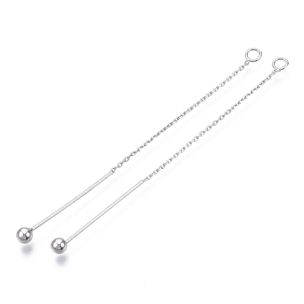 

PandaHall Brass Cable Chain Big Pendants, with Bar & Ball, Real Platinum Plated, 76x4mm, Hole: 2mm Brass Others