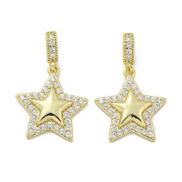 

PandaHall Rack Plating Brass Micro Pave Cubic Zirconia Pendants, Cadmium Free & Lead Free, Long-Lasting Plated, Real 18K Gold Plated, Star..., Clear