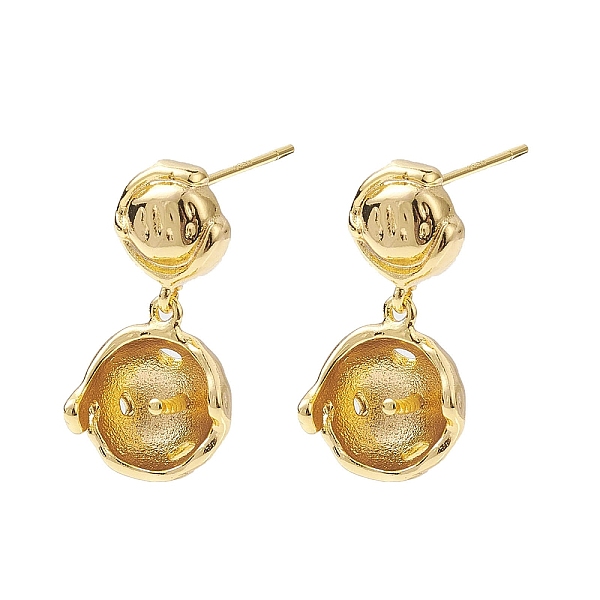 

PandaHall Brass Studs Earrings Fiinding, Round, Real 18K Gold Plated, 20x10.5mm, Pin: 11x0.8mm Brass Round