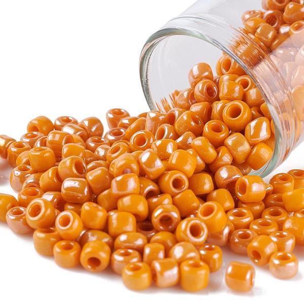 

PandaHall Glass Seed Beads, Opaque Colors Lustered, Round, Dark Orange, 4mm, Hole: 1.5mm, about 1000pcs/100g Glass