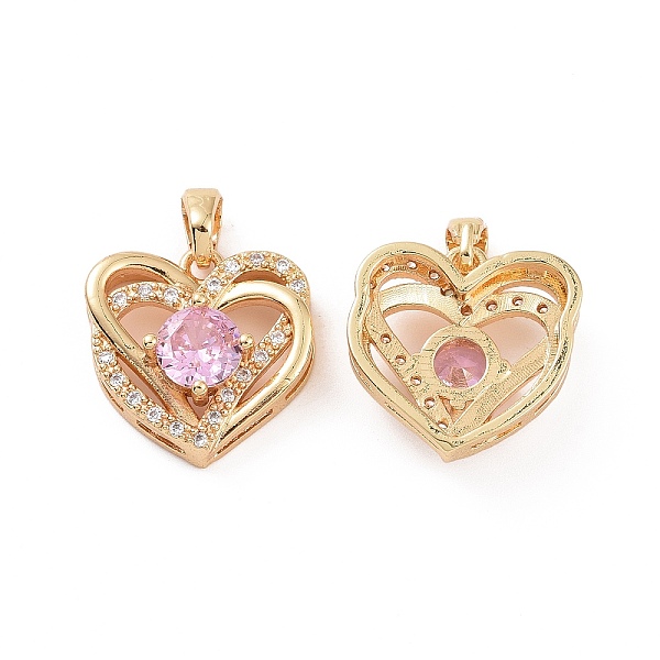 

PandaHall Brass Micro Pave Cubic Zirconia Pendants, Heart Charm, Real 18K Gold Plated, 16x16x6mm, Hole: 4x2.5mm Brass+Cubic Zirconia Heart