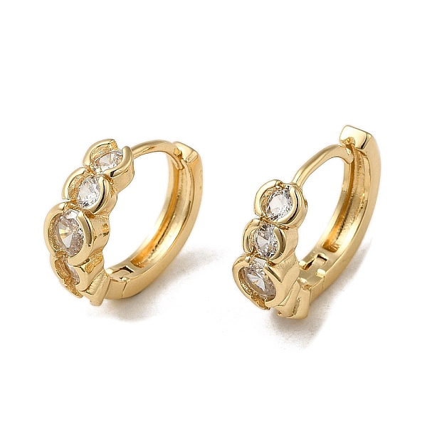 

PandaHall Brass Micro Pave Cubic Zirconia Hoop Earring, with Glass, Light Gold, 15x5mm Brass Clear
