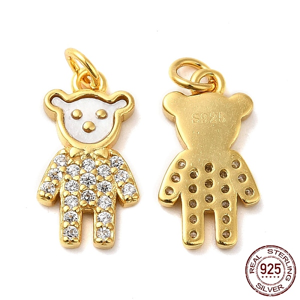 

PandaHall 925 Sterling Silver Micro Pave Cubic Zirconia Charms, Bear Charm, with Shell & 925 Stamp & Jump Ring, Real 18K Gold Plated..., Clear