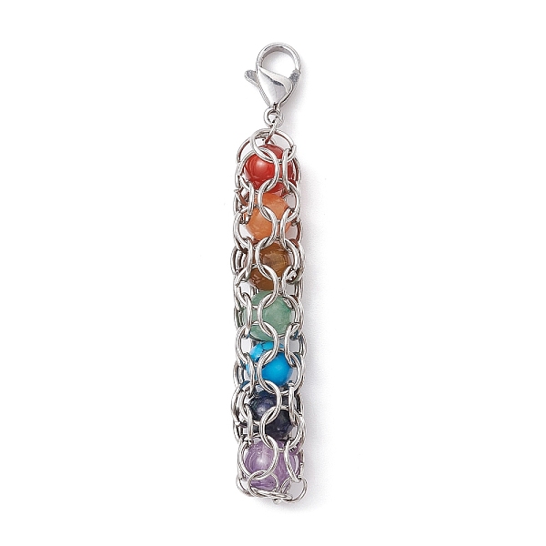 

PandaHall Chakra Natural Gemstone Pouch Pendant Decooration, 304 Stainless Steel Lobster Claw Clasps, Stainless Steel Color, 60mm Mixed...