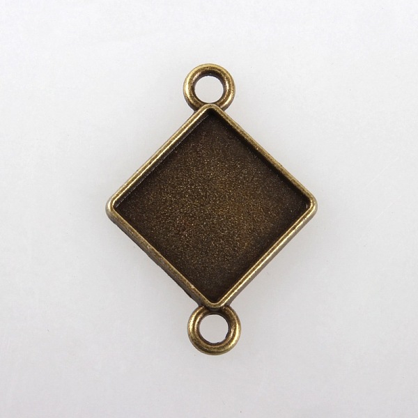 

PandaHall Vintage Tibetan Alloy Rhombus Cabochon Connector Bezel Settings, Cadmium Free & Nickel Free & Lead Free, Antique Bronze, Square...