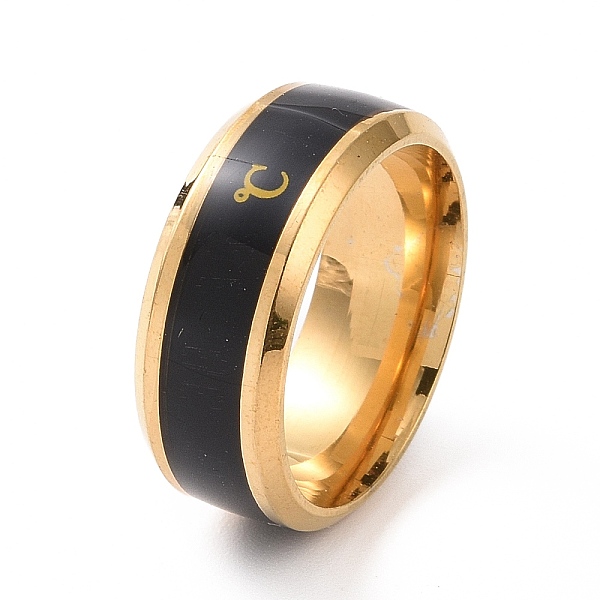 

PandaHall Black Enamel Centigrade Mark Finger Ring, 201 Stainless Steel Jewelry for Women, Golden, Inner Diameter: 17mm 201 Stainless Steel...