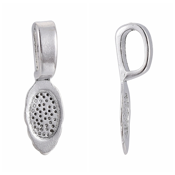 

PandaHall Tibetan Style Alloy Glue-on Flat Pad Bails, Antique Silver, Lead Free and Cadmium Free and Nickel Free, 26x8x7mm, Hole: 5x8mm...