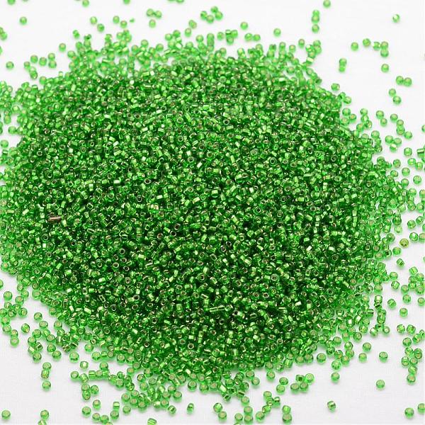

PandaHall 6/0 Round Glass Seed Beads, Silver Lined Square Hole, Transparent Colours, Green, 3.6~4.0mm, Hole: 1.2mm, about 5000pcs/pound...