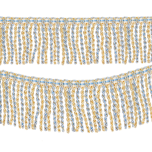 

PandaHall Two Tone Polyester Twisted Rope Tassel Fringe Trimming, Bullion Fringe Trim, Curtain Decoration, Costume Accessories, Light Blue...