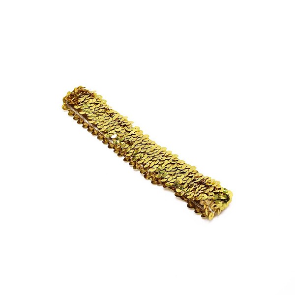 

PandaHall Yarn & Rubber Elastic Headbands, with Plastic Paillette/Sequins, Hair Accessories, Gold, 170~180x29mm Yarn Gold