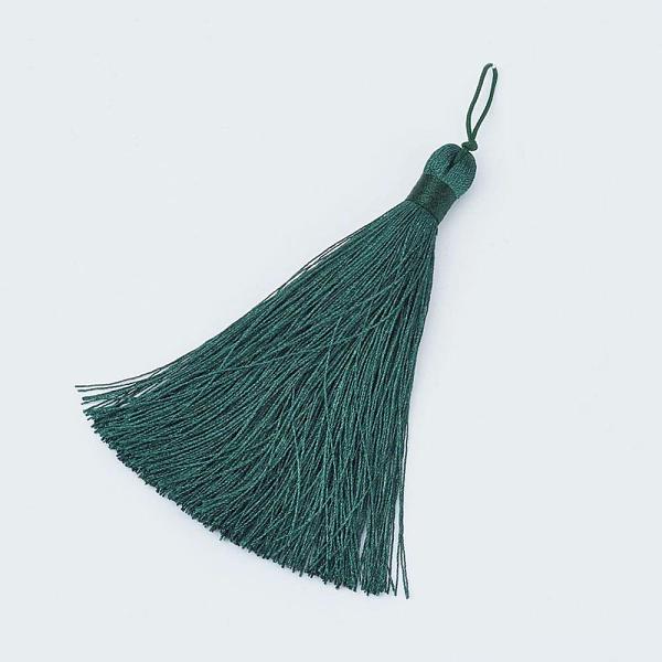 

PandaHall Nylon Tassel Big Pendants, Teal, 105x11mm Nylon Cyan