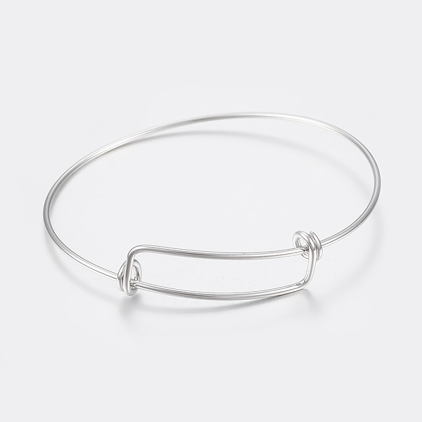 

PandaHall Adjustable 304 Stainless Steel Bangles, Stainless Steel Color, 60x65mm(2-3/8 inchx2-1/2 inch) 304 Stainless Steel