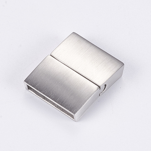 

PandaHall 304 Stainless Steel Magnetic Clasps with Glue-in Ends, Frosted, Rectangle, Stainless Steel Color, 23.5x17.5x5mm, Hole: 2.8x15mm...