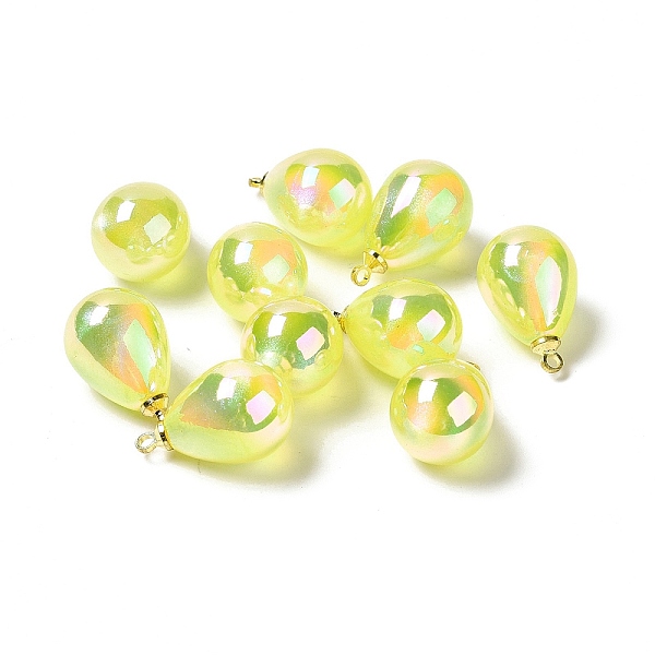 

PandaHall UV Plating Acrylic Pendants, with Light Gold Tone Brass Findings, Teardrop Charm, Yellow, 19.5x12mm, Hole: 1.6mm Brass+Acrylic...