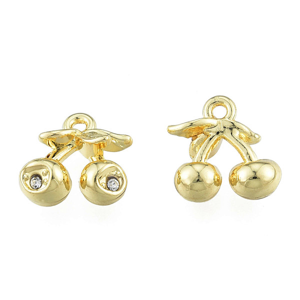 

PandaHall Rack Plating Alloy Pendants, with Crystal Rhinestone, Cadmium Free & Nickel Free & Lead Free, Cherry, Light Gold, 11x11.5x5.5mm..., Clear
