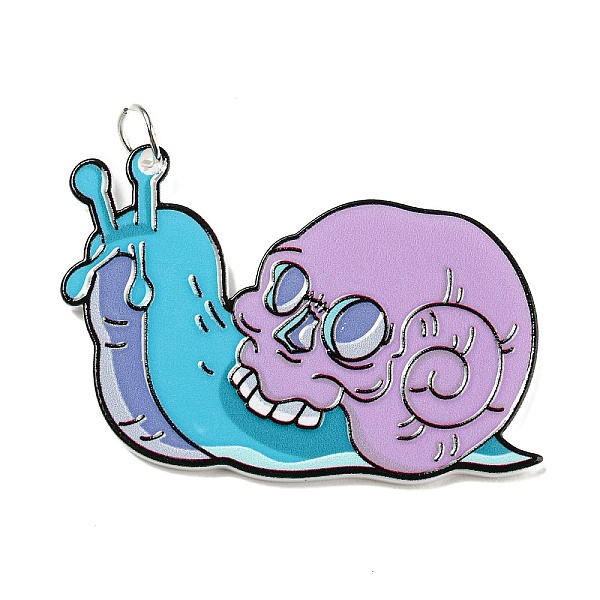 

PandaHall Embossed Printed Acrylic Pendants, with Iron Jump Ring, Snail, 35.5x50x2.5mm, Hole: 5mm Iron+Acrylic Snail