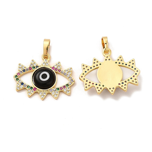 

PandaHall Rack Plating Brass Micro Pave Colorful Cubic Zirconia Pendants, with Handmade Evil Eye Lampwork, Cadmium Free & Lead Free..., Black