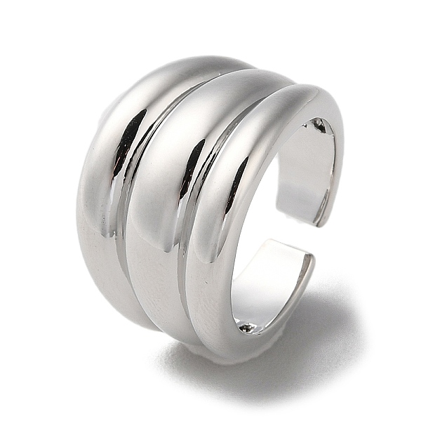

PandaHall Rack Plating Brass Grooved Open Cuff Rings, Cadmium Free & Lead Free, Platinum, Inner Diameter: 17mm Brass Ring