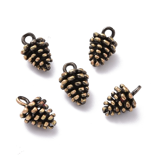 

PandaHall Rack Plating Brass Charms, Lead Free & Cadmium Free, Pine Cone, Brushed Antique Bronze, 11x7mm, Hole: 1.5mm Brass Others
