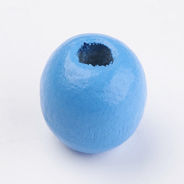 

PandaHall Natural Wood Beads, Dyed, Round, Deep Sky Blue, 14x13mm, Hole: 3.5~4.5mm, about 680pcs/500g Wood Round Blue