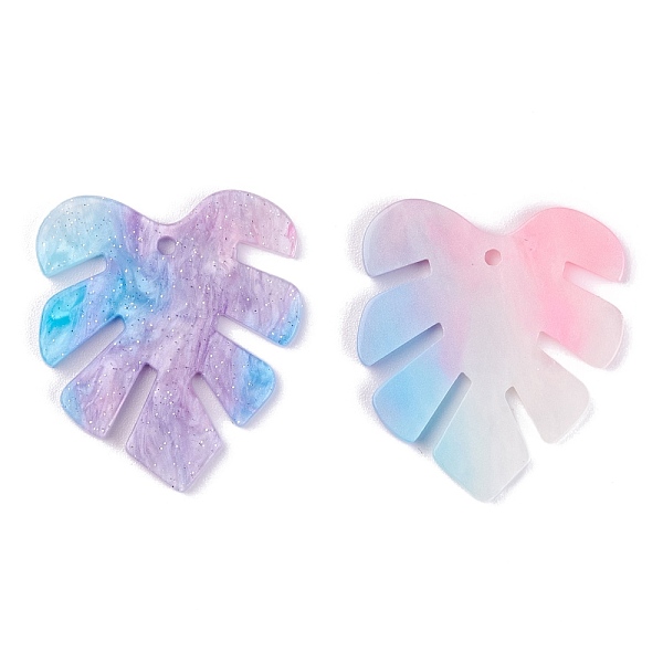 

PandaHall Acrylic Pendants, for DIY Earring Accessories, with Glitter Powder, Leaf, Colorful, 29.5x26x2mm, Hole: 1.6mm Acrylic Leaf