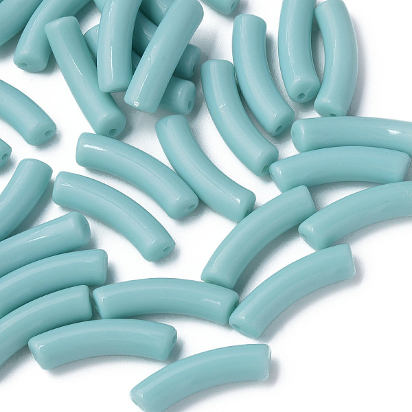 

PandaHall Opaque Acrylic Beads, Curved Tube, Light Blue, 32x10x8mm, Hole: 1.8mm Acrylic Tube