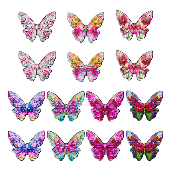 

PandaHall 7 Colors Epoxy Resin Flower Print Big Pendants, 2-Hole, Butterfly Charms, Mixed Color, 49x58x1.5mm, Hole: 1.5mm, 2pcs/color..., Multicolor