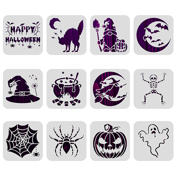 BENECREAT 12PCS Halloween Themed Drawing Stencils