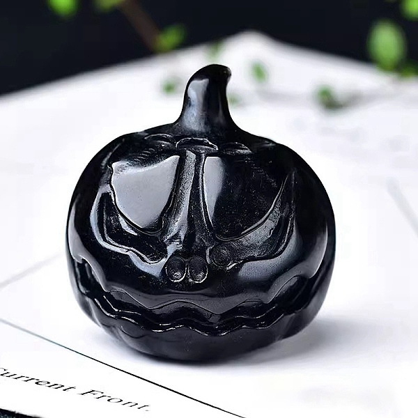 

PandaHall Natural Obsidian Ornament Home Desktop Decoration Craft, Pumpkin, 60mm Obsidian Pumpkin