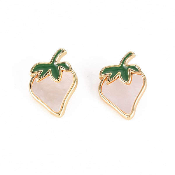 

PandaHall Brass Enamel Charms, with Freshwater Shell, Nickel Free, Strawberry, Real 18K Gold Plated, 14.5x10x4.5mm, Hole: 1.8mm Brass+Enamel...