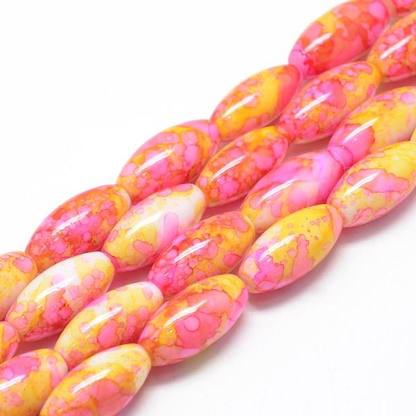 

PandaHall Baking Painted Glass Beads Strands, Swirl Glass Beads, Oval, Pearl Pink, 22x10~10.5mm, Hole: 1.5~2.5mm, about 35~37pcs/strand...